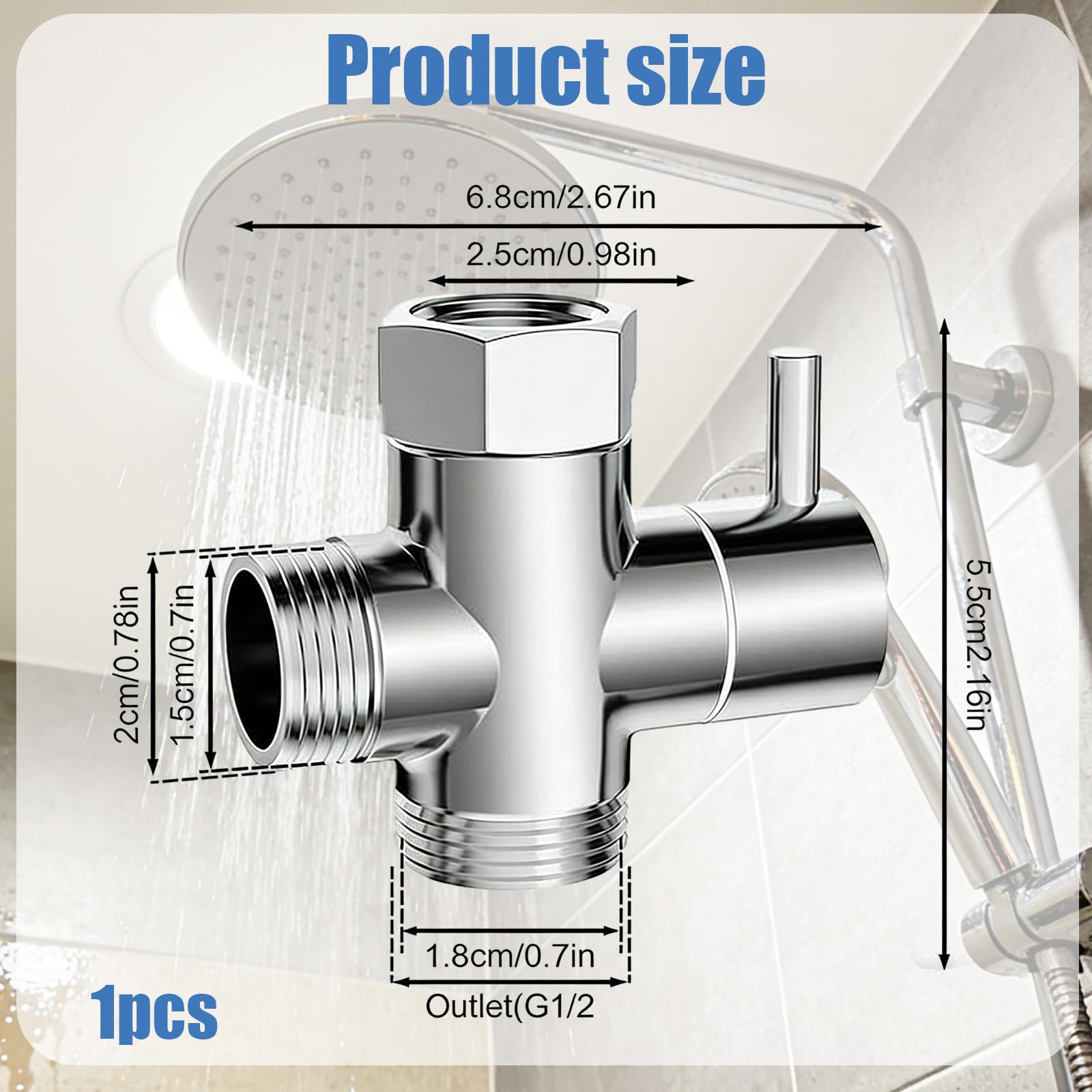 Valvola a 3 Vie per Doccia G1/2" – Deviatore per Rubinetto Facile da Installare – Adattatore per Acqua per Bagno e Cucina