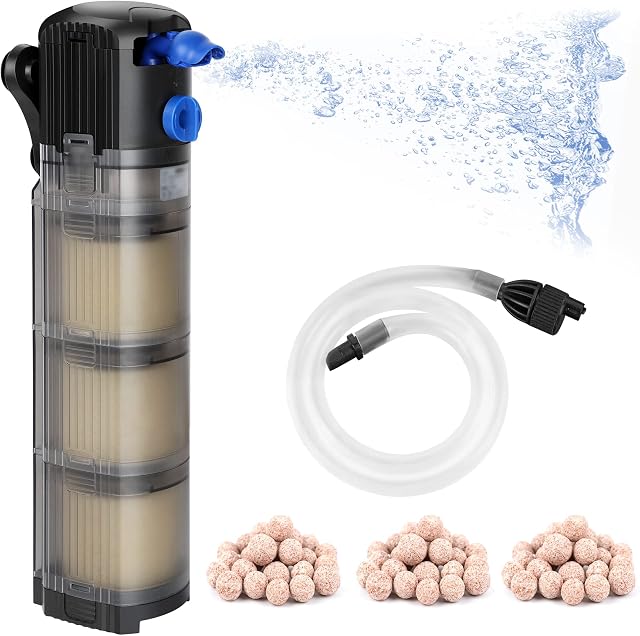 Forever Speed Filtre Intérieur Aquarium Réglable 3 en 1 Pompe Aquarium pour 100-300l Aquarium d'eau Douce ou d'eau Salée 1500L/H 25W