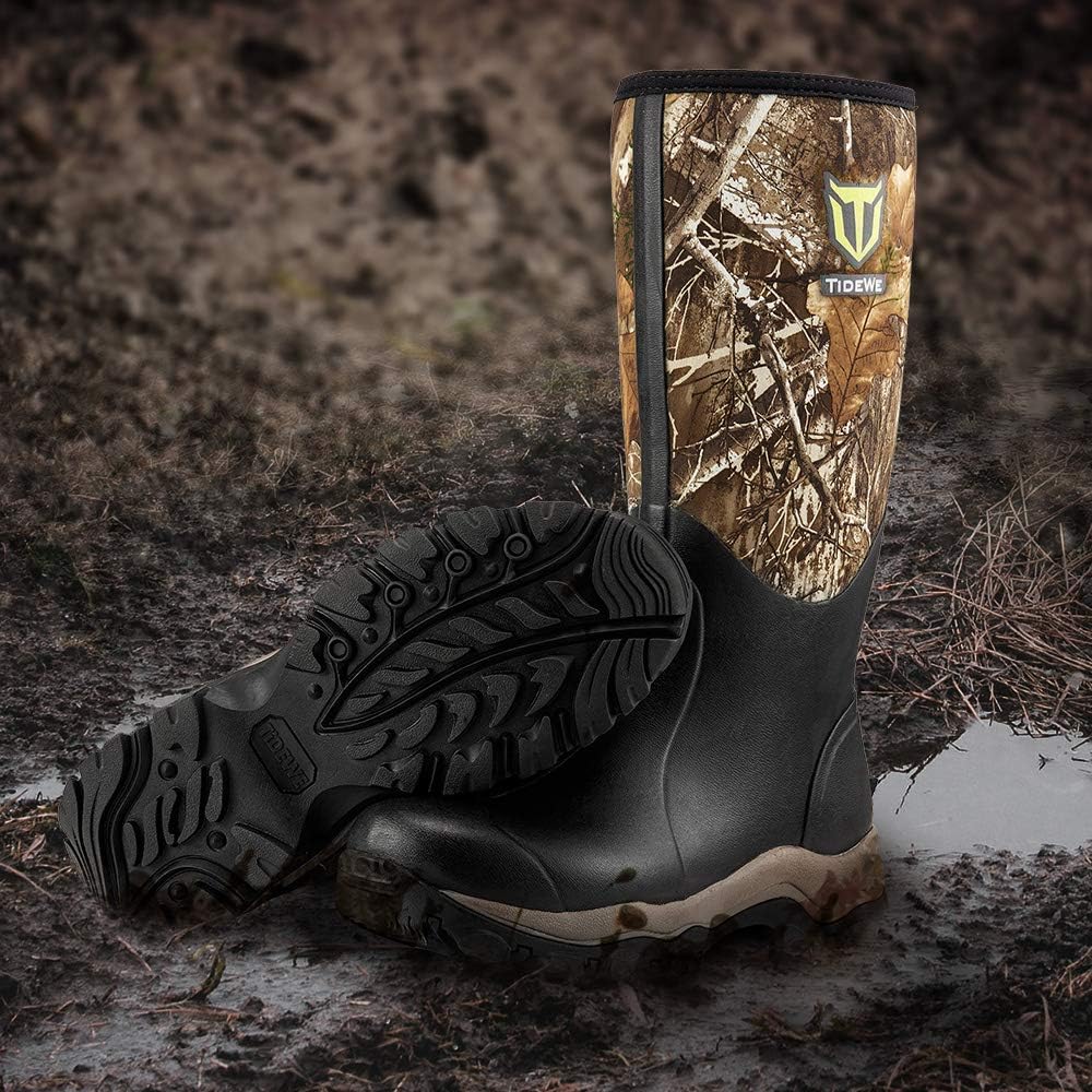 TIDEWE Hunting Boot for Men, Insulated Waterproof Durable 16" Men's Hunting Boot, 6mm Neoprene and Rubber Outdoor Boot Realtree Edge Camo(400Gram & Standard) : Clothing, Shoes & Jewelry