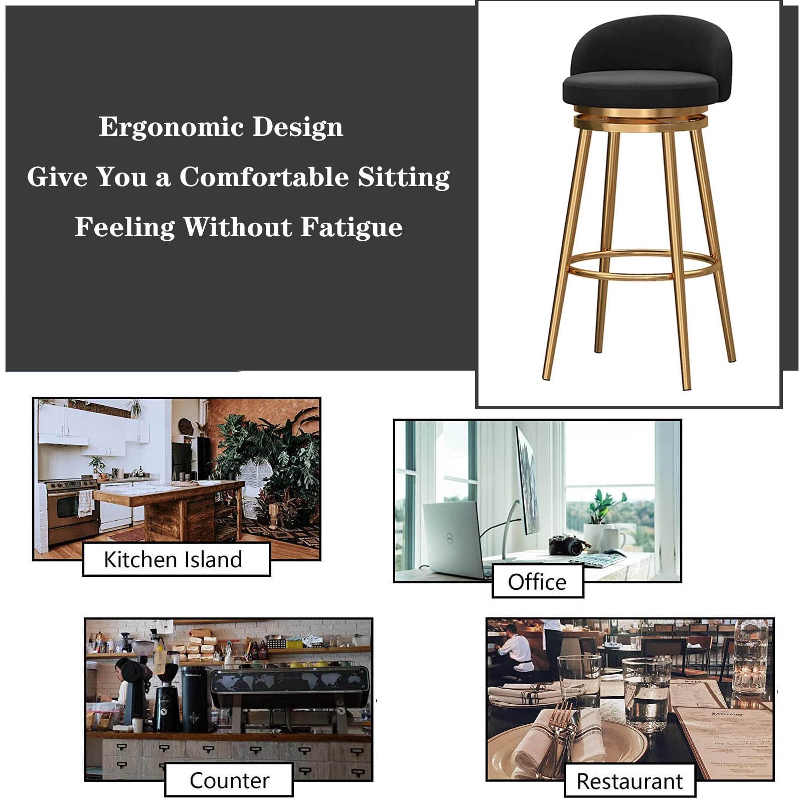 Amazon.com: BKgdO 65cm 65cm Bar Stool, 360° Swivel Kitchen