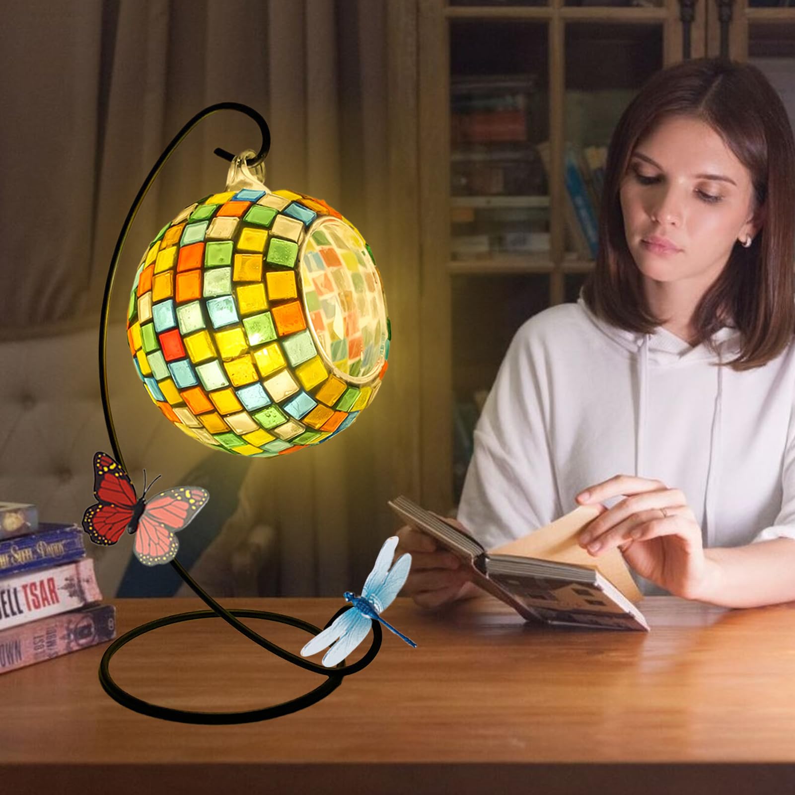 Syfunlv Mosaik Kerzenständer, Bastelset Lampe, Orientalisches Glas Windlicht, Spiegelfliesen, Buntglas-Set, Handgefertigte Kunstwerke, Kreative Und Modische Dekoration (Farbe) Spielzeug