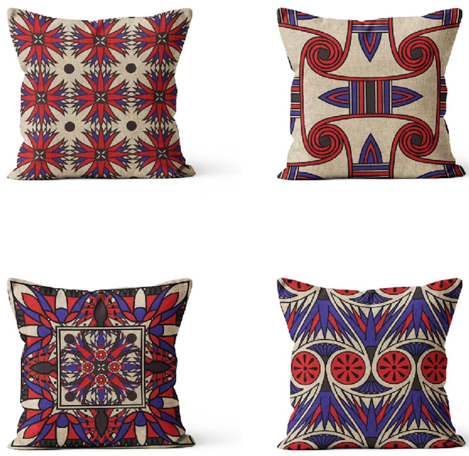Skandinavischer Boho Kissenbezug 50 x 50 cm Sofakissen Super Weich Kopfkissen 4er Set Kissen Deko Kissenhülle mit Unsichtbarem Reißverschluss Kopfkissen für Gartenmöbel Schlafzimmer WohnzimmerA438