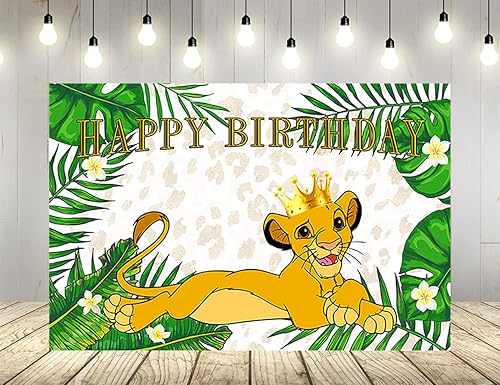 Fondo de The Lion King para suministros de fiesta de cumpleaños pancarta de baby shower de selva salvaje verde para decoración de fiesta de