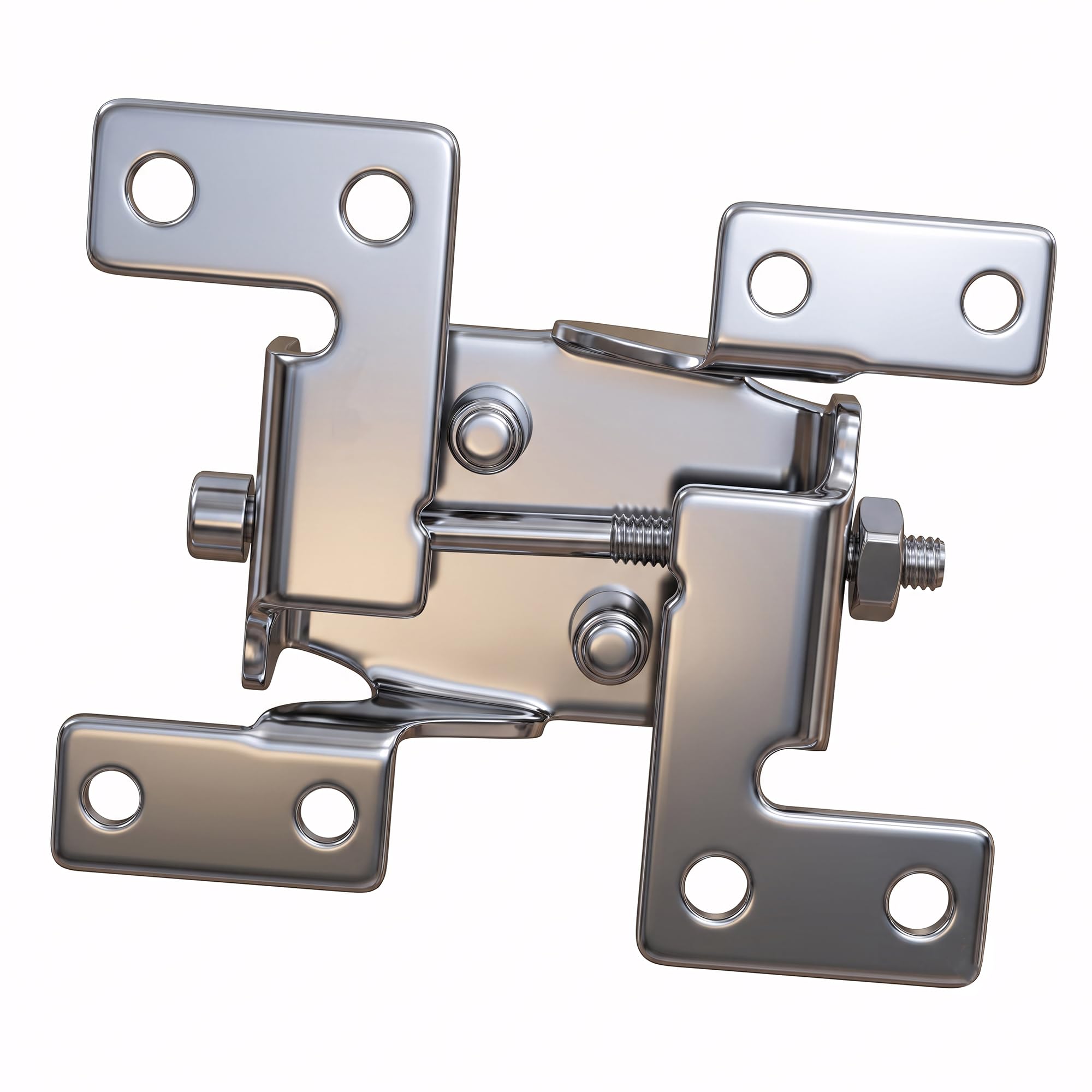 Cierres de junta de encimera de doble acción, paquete de 4, cierre de perno abatible ajustable para hardware de conector de mesa de encimera, kit de conector de superficie de carpintería