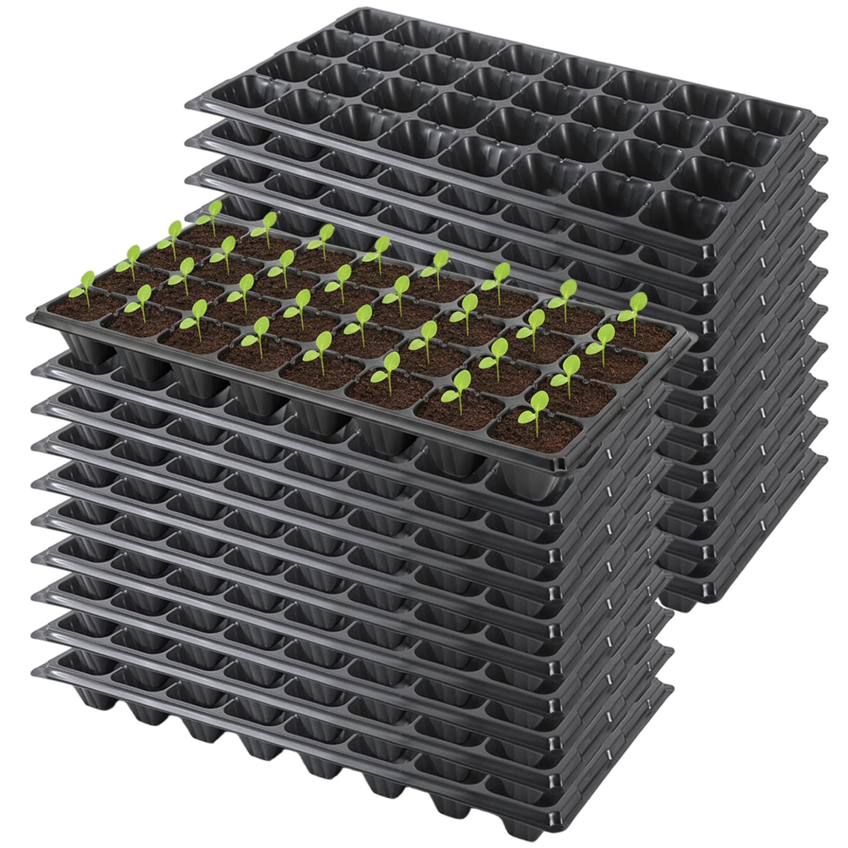 Plateau de semences, Paquet de 20 Plateaux démarrage semences, Plateaux Plantation réutilisables à 32 cellules pour semis, Plateau pépinière en Plastique avec Trous Drainage pour
