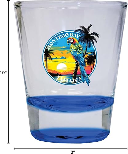 Miniatura 7 de R and R Imports Montego Bay Jamaica Design A Souvenir - Vaso de chupito redondo de 1.5 onzas, color azul, paquete de 2