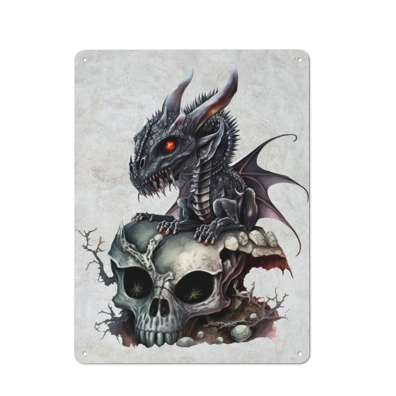 Junmoney The Obsidian Dragon Vintage Tin Sign 40X30cm With For Guest Room Or Hallway, Suited To Wall Displays In Guest Rooms And Hallways