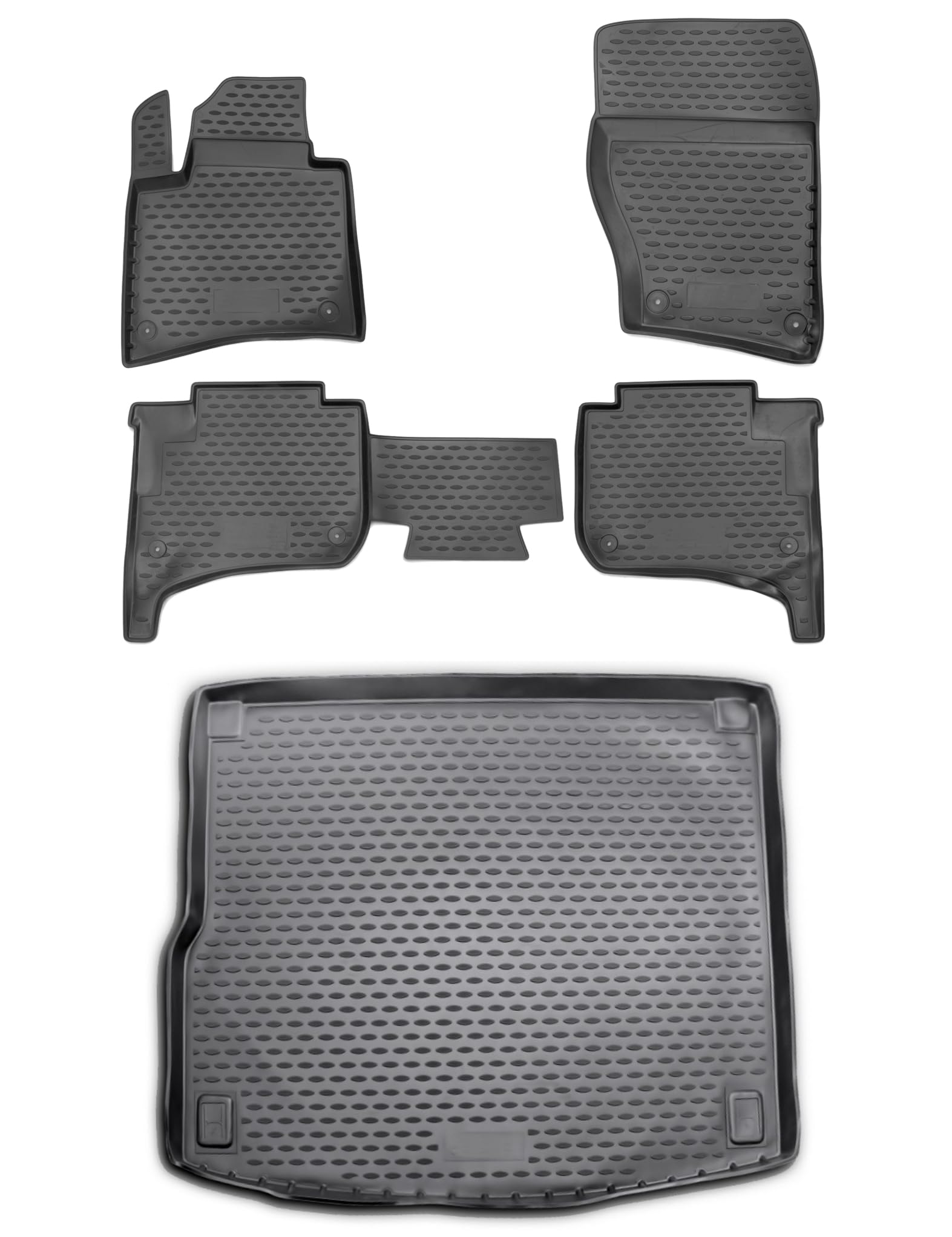 Kofferraumwanne & Fußmatten im Set passend für VW Touareg 2 Bj 2010- | TPE-Material, erhöhter Rand, wasserdicht, rutschhemmend, pflegeleicht, UV- & witterungsbeständig
