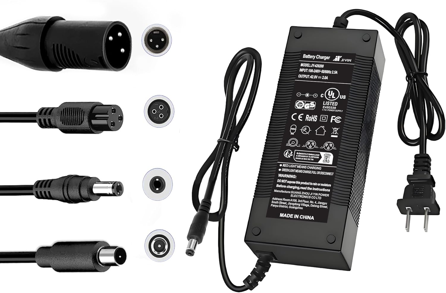 UL Listed 42V 2A Replacement Electric Scooter Charger for 36V Hoverboard Charger with 5 Plugs, Compatible with GOTRAX/ninebot/Jetson/Voyage Scooter Power Adapter