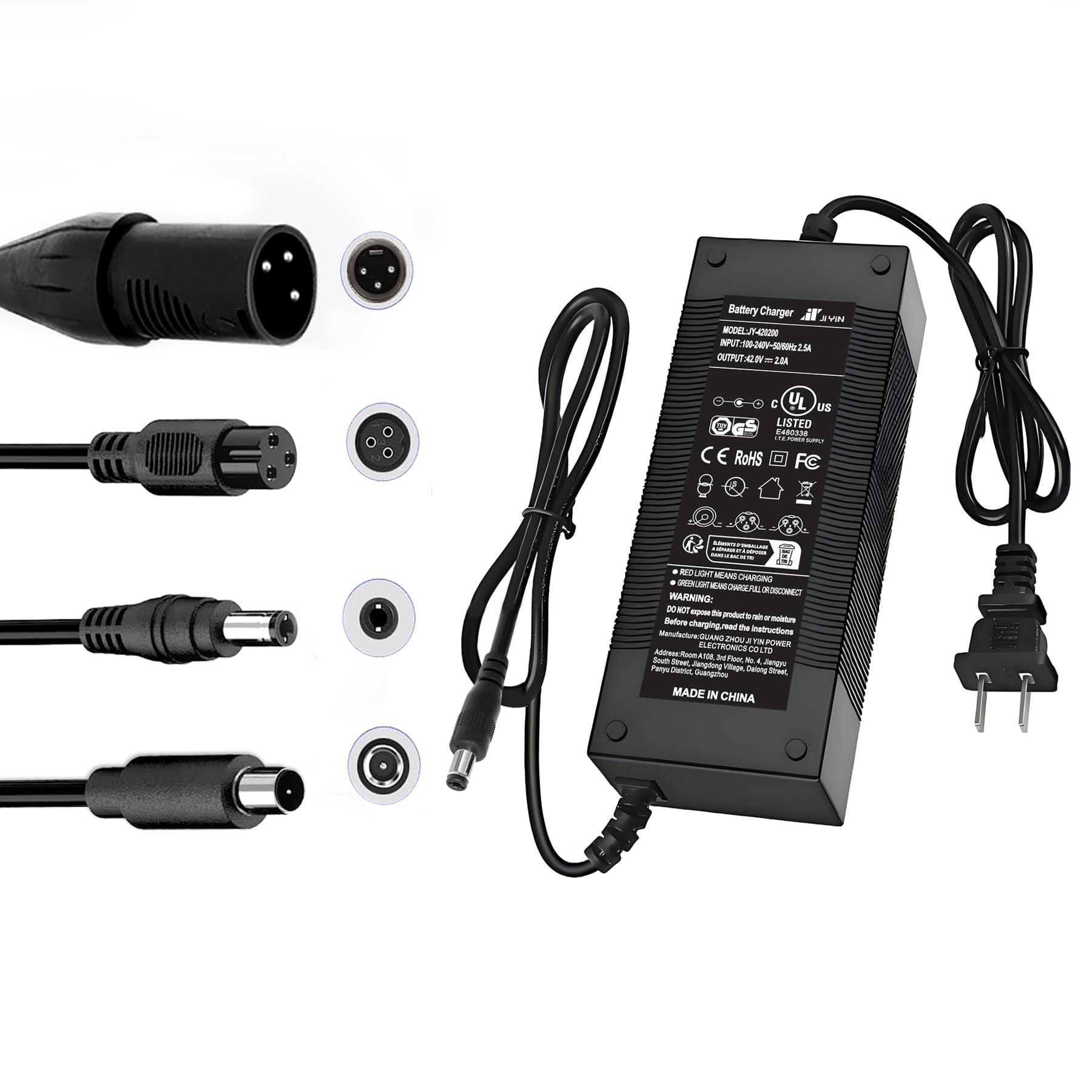 UL Listed 42V 2A Replacement Electric Scooter Charger for 36V Hoverboard Charger with 5 Plugs Compatible with Scooter