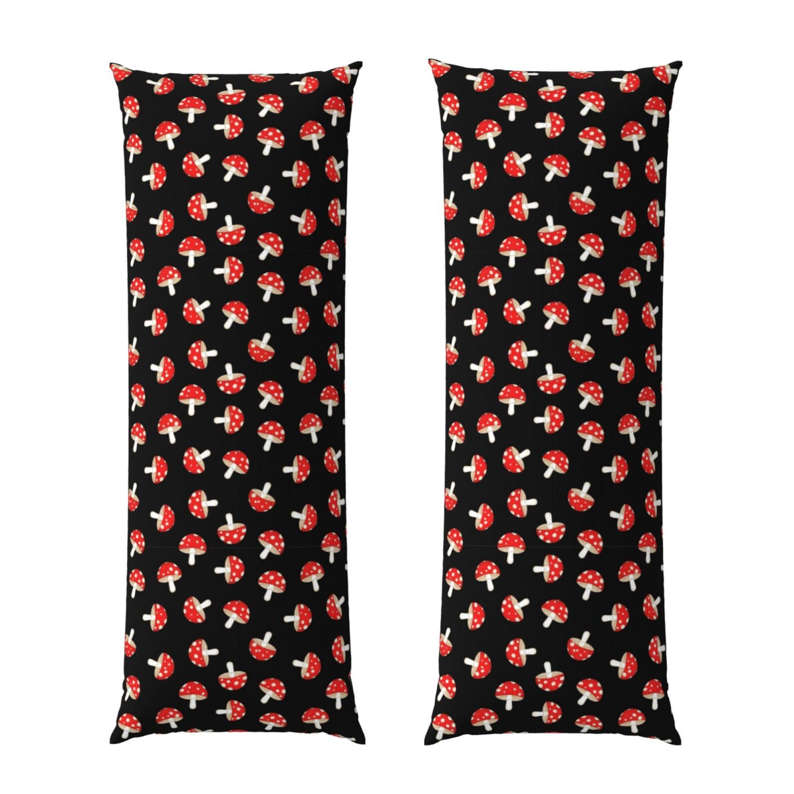 Long Pillow Cover 20x54, Cute Cartoon Red Mushrooms, Cozy Microfiber Pillowcase with Zipper, Soft Breathable Protector for Bed Sofa Couch Decoration