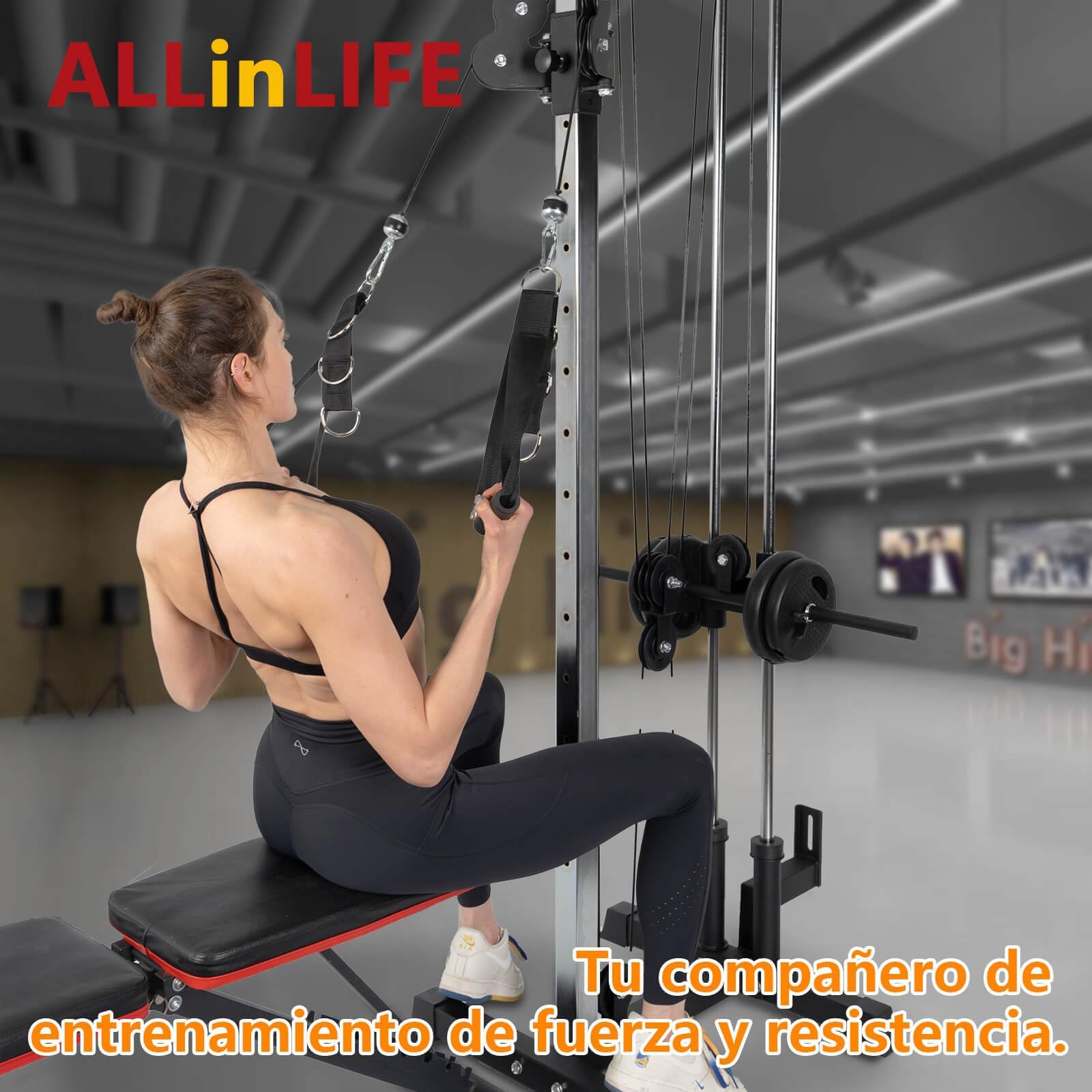 ALLinLIFE Máquina de Musculación Multiestación Musculación,Maquina Multifuncion Musculacion Jaula Musculacion,Maquina Gimnasio para Fitness Gimnasio en Casa,Ejercitar Parte Superior Cuerpo