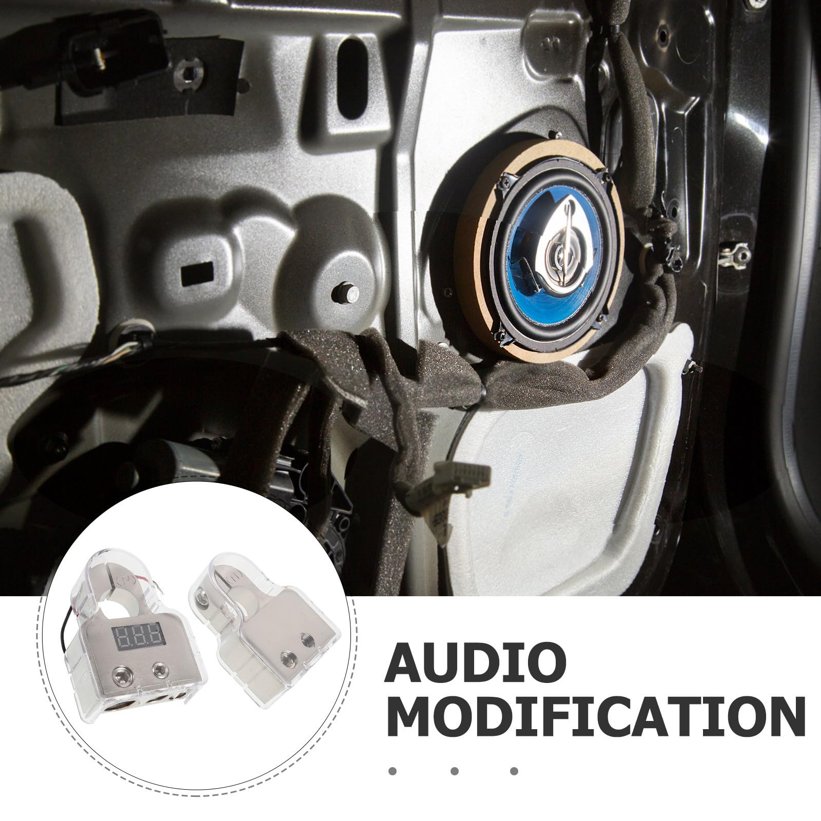 Autobatterie Anschlussklemmen mit Spannungsanzeige, 2 Stück | Zinklegierung, Integrierter Überlastschutz, Plus und Minus Klemmpaar, für Auto Audio und Verstärker