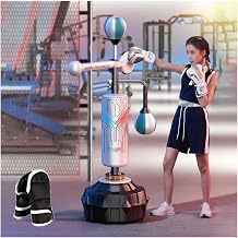 Freestanding Boxing Speed Trainer with Gloves Adjustable Height Box Spinning Bar for Home Office Gym