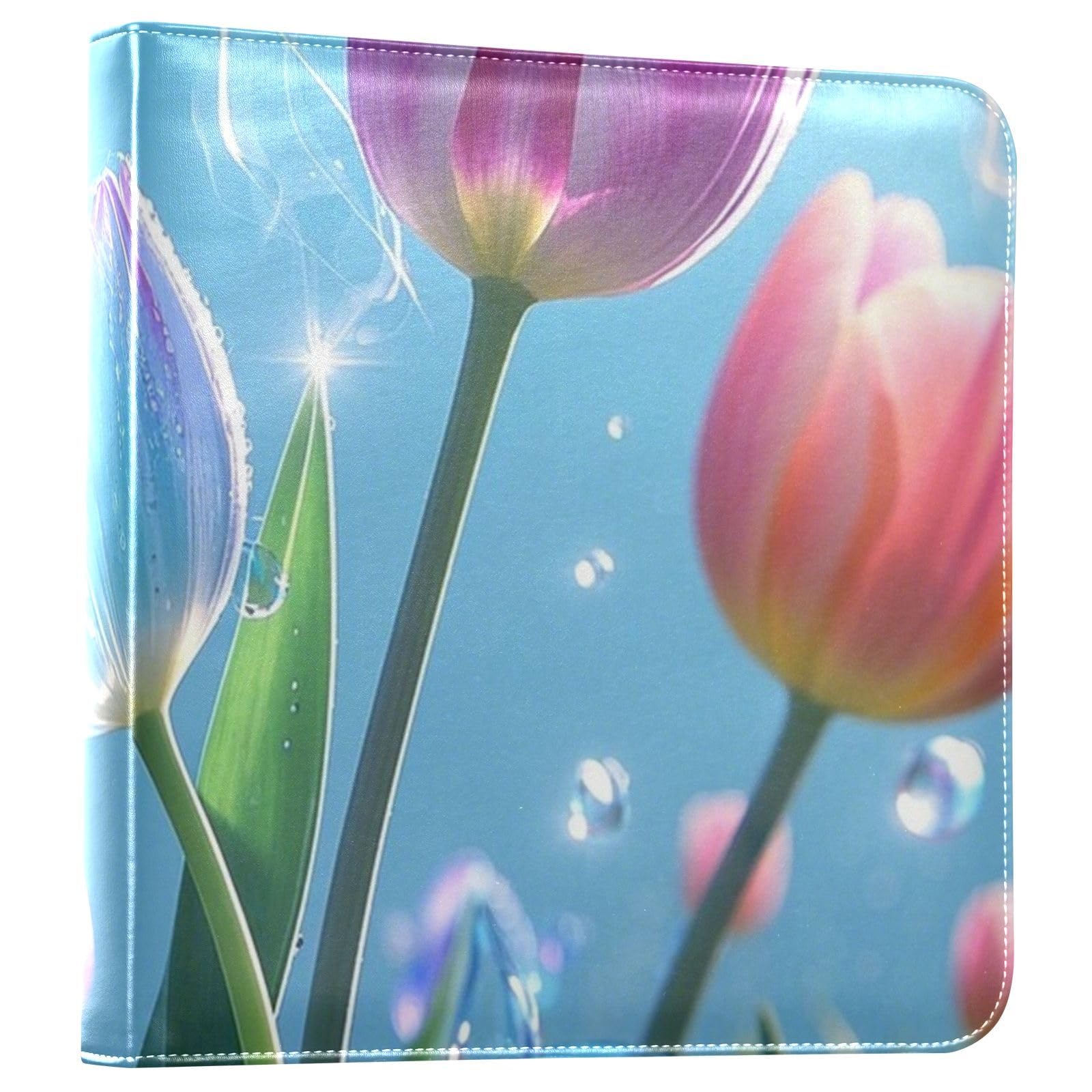 Photo Album 4x6, 5x7,6x8,Artificial Leather Photo Albums with 20 Detachable Sheets Tulips Pattern for Family Wedding,Multi 28