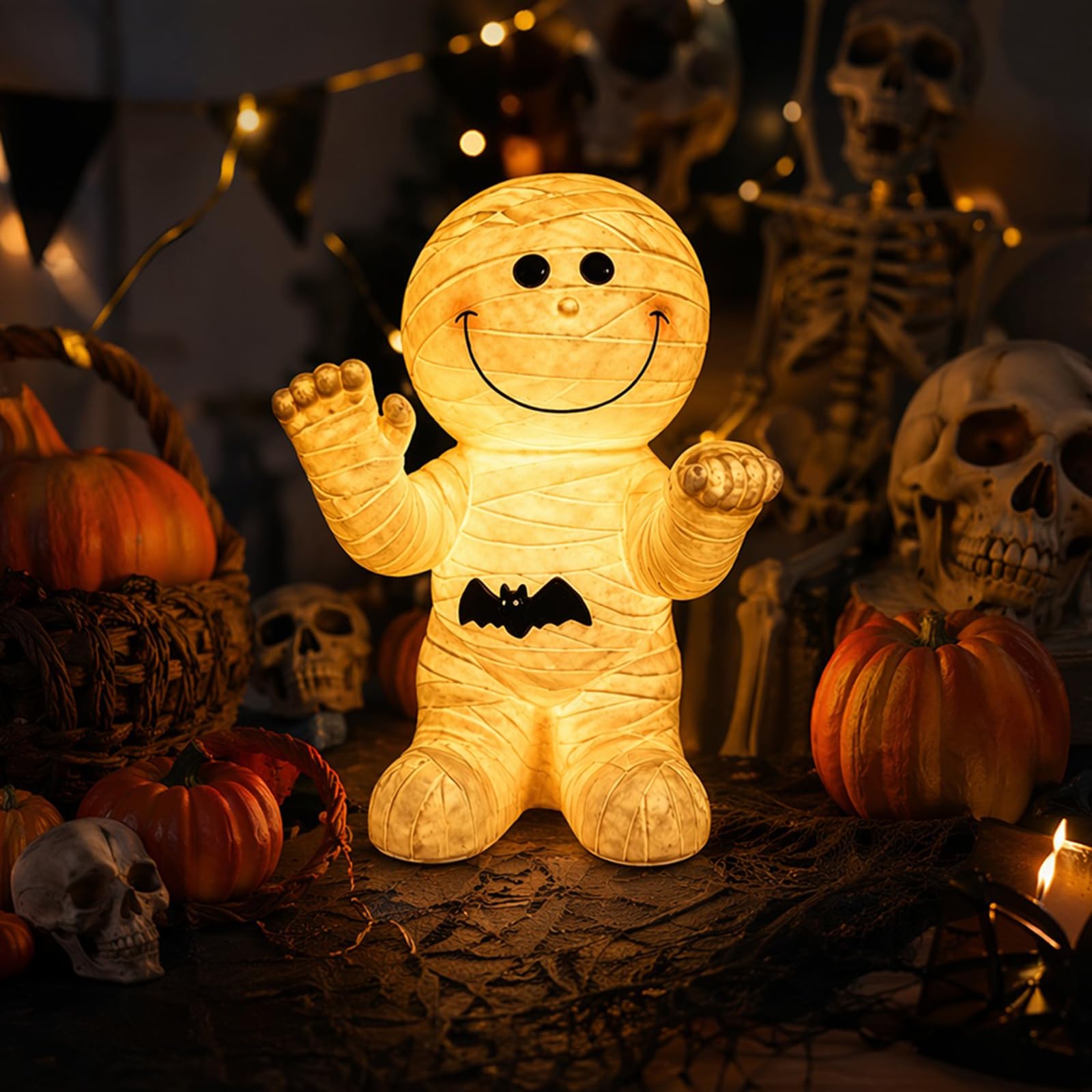 Estatua de Resina Brillante de Momia Halloween para Lámpara USB