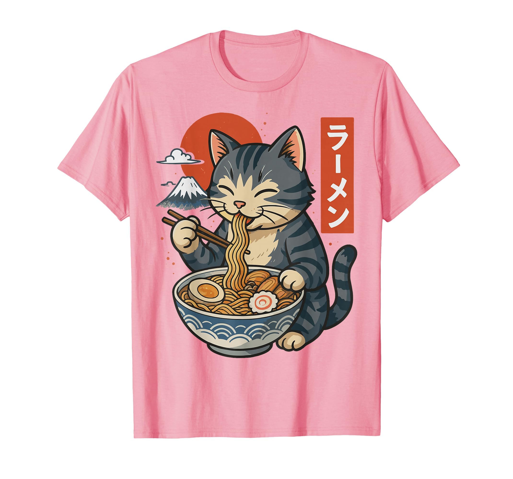 Anime Cat Eating Ramen Retro Kawaii Ramen Cat T-Shirt