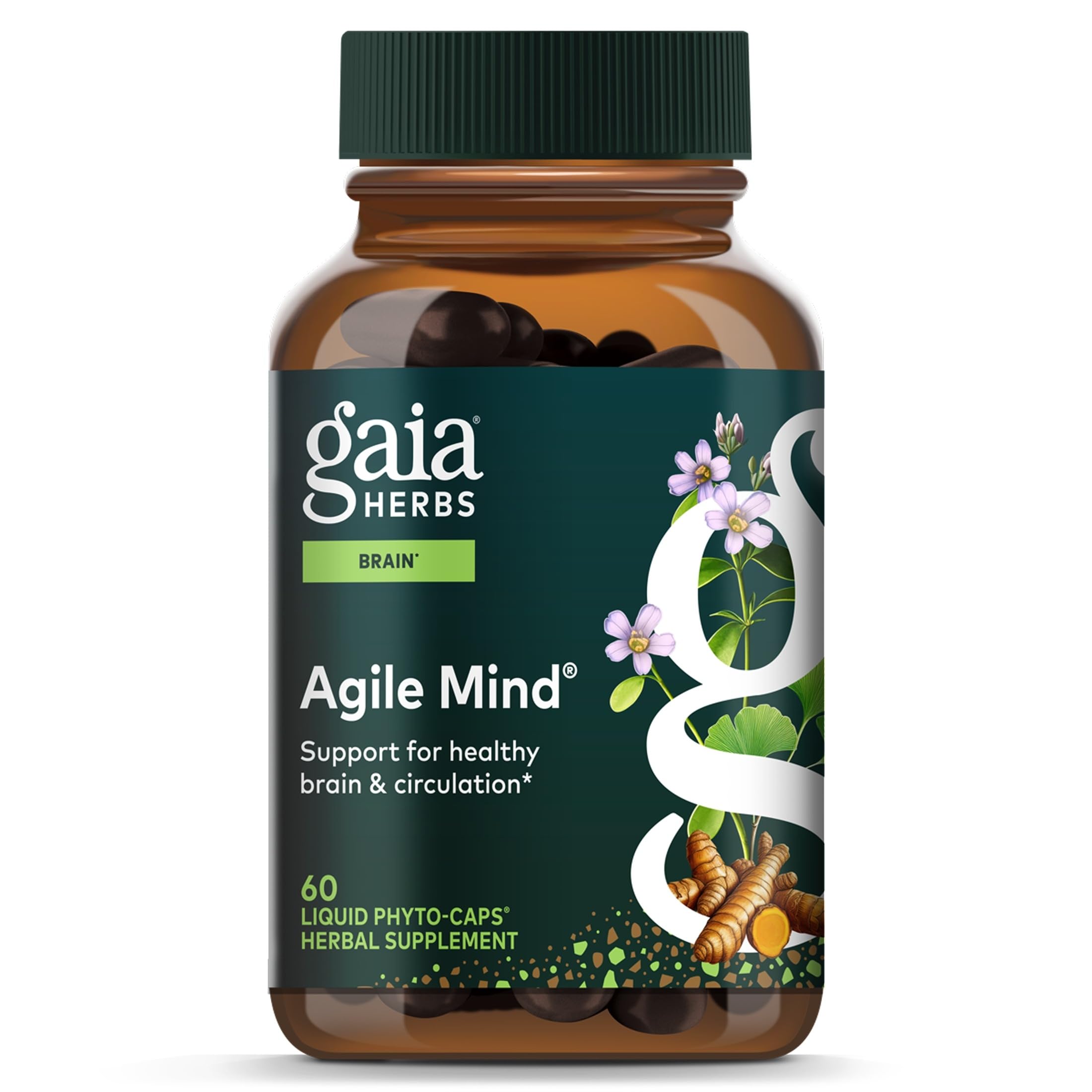 Gaia Herbs Agile Mind, 60 Vegan Capsules, 60 Servings