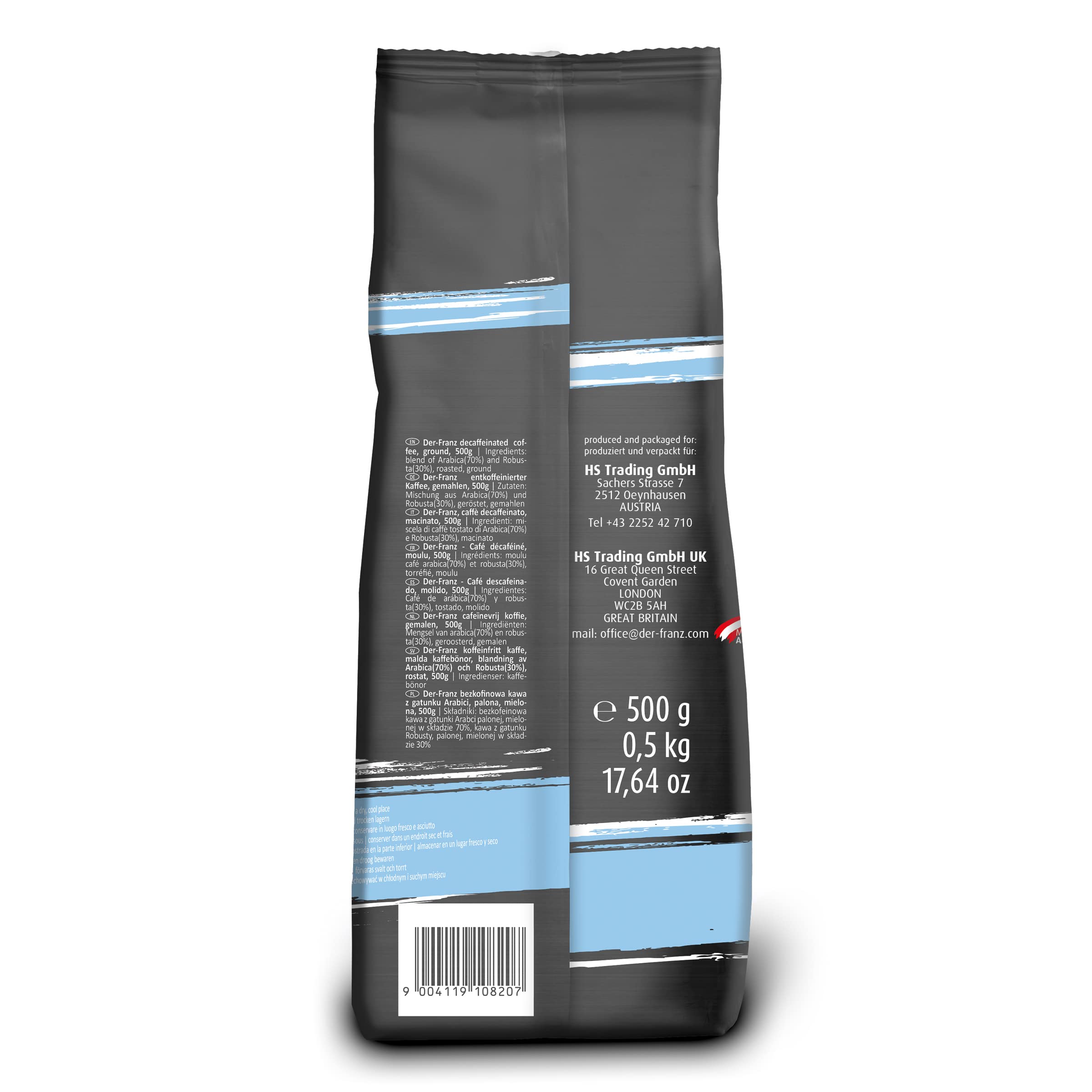 DER-FRANZ - Café aromatizado con avellana natural, molido, 500 g (paquete de 2) & Café descafeinado, molido, 500 g (paquete de 2)
