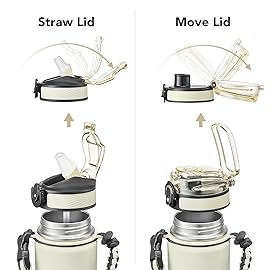 GOSWAG Insulated Sports Water Bottle, 24oz 2 Lids(with Straw/No Straw), Stainless Steel Water Bottles with Paracord Handle, Insulated Bottle with Double-Wall Vacuum Insulation