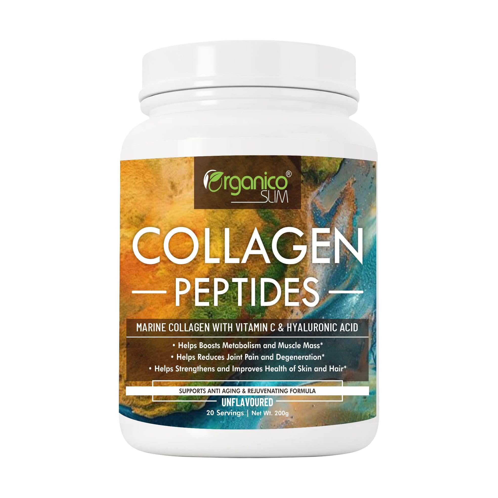 Organico Slim Marine Collagen Peptides - 200g with Vitamin C and Hyaluronic Acid, Unflavoured-image-6