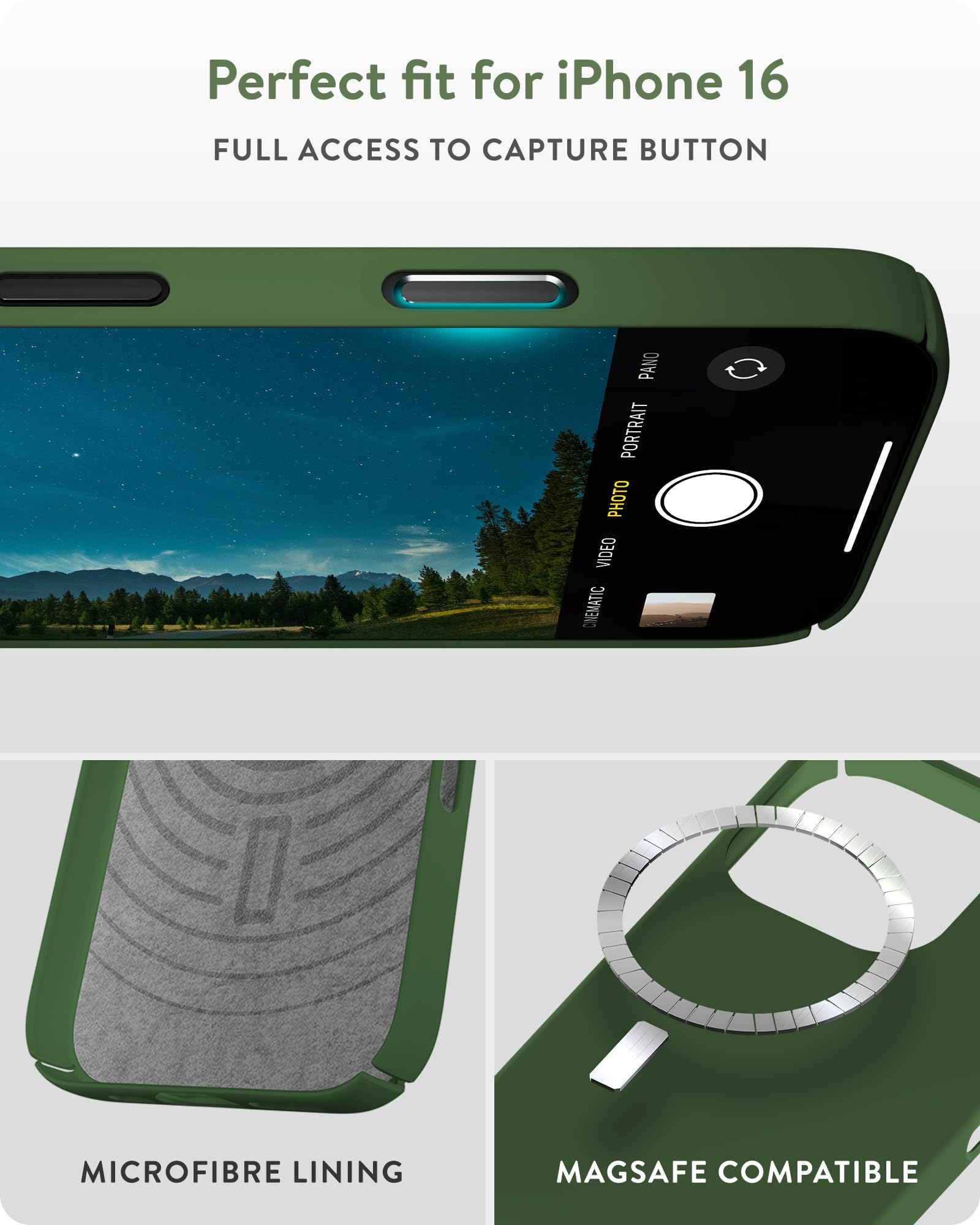Mous for iPhone 16 Pro Max Case Slim MagSafe Compatible - Super Thin 2.0 - Magnetic Phone Cover - Forrest Green - Image 4