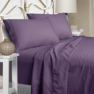 Mejoroom Full Size Sheet Set,Extra Soft Luxury Brushed Microfiber 1800 Egyptian Sheets with 15-inch Deep Pocket - Breathable Wrinkle Fade Stain Resistant Hypoallergenic - 4 Piece (Full, Purple)