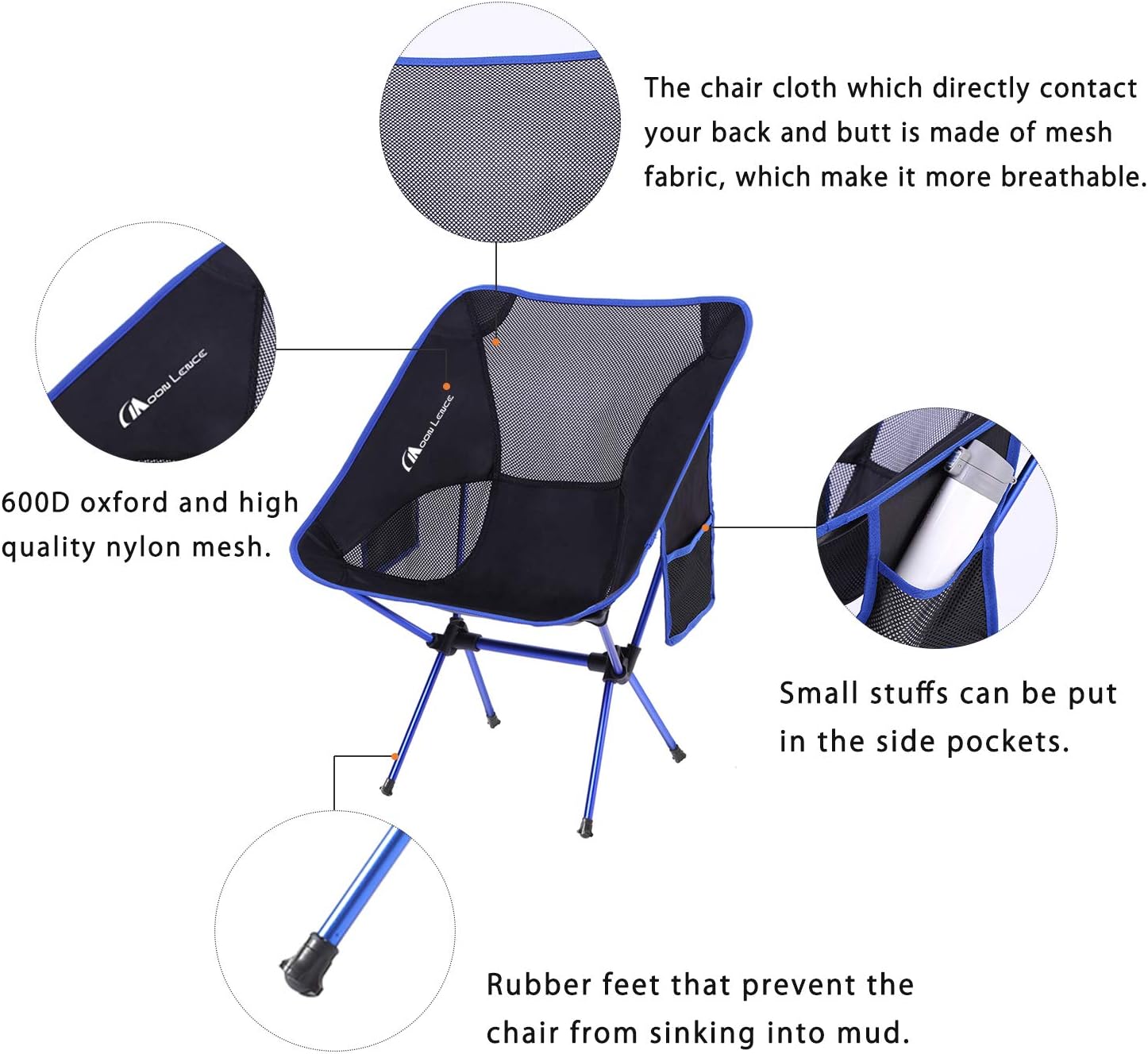 MOON LENCE Outdoor Ultralight Portable Folding Chairs with Carry Bag Heavy Duty 242lbs Capacity Camping Folding Chairs Beach Chairs : Sports & Outdoors