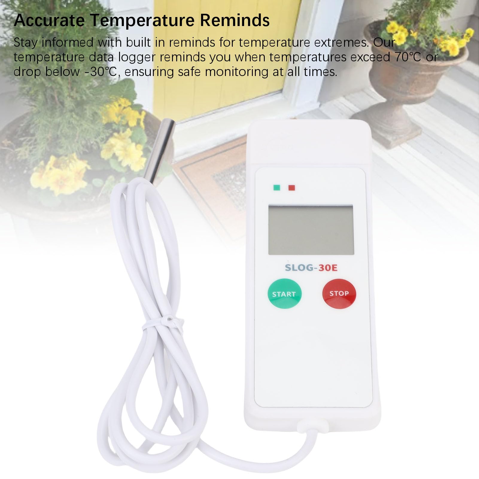 Buachois Registratore Dati Temperatura USB con Sonda Esterna, Display LCD 35000 Registrazioni PDF per Monitoraggio Catena del Freddo in Serre Trasporto Alimentare Farmaceutico