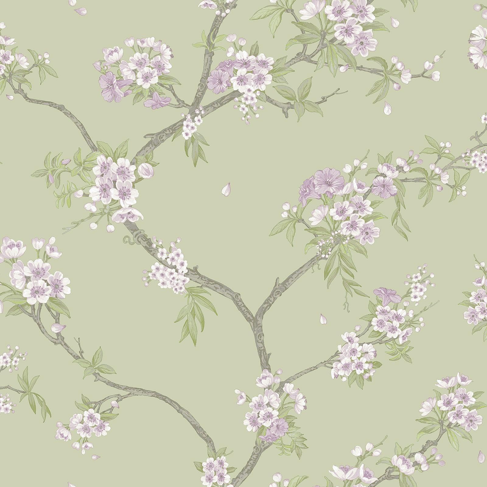 Holden Decor Sage Green, Heather Holden Botany Cherry Blossom Oriental Chinoisiere Botanicla Blossom Themed Wallpaper Perfect For Living Rooms Dining Rooms Hallways Modern Stunning Rooms Sage/Heather (14210)