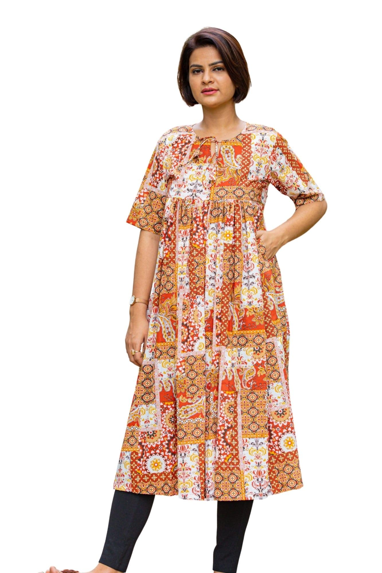 Aztec Patch Maternity Cotton Kurta-image-5