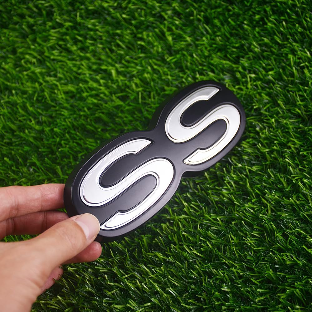 1Pc 1971 1972 Chevelle El Camino Super Sport SS Rear Bumper Emblem Letters with Hardware Replacement for SS (Silver Black)