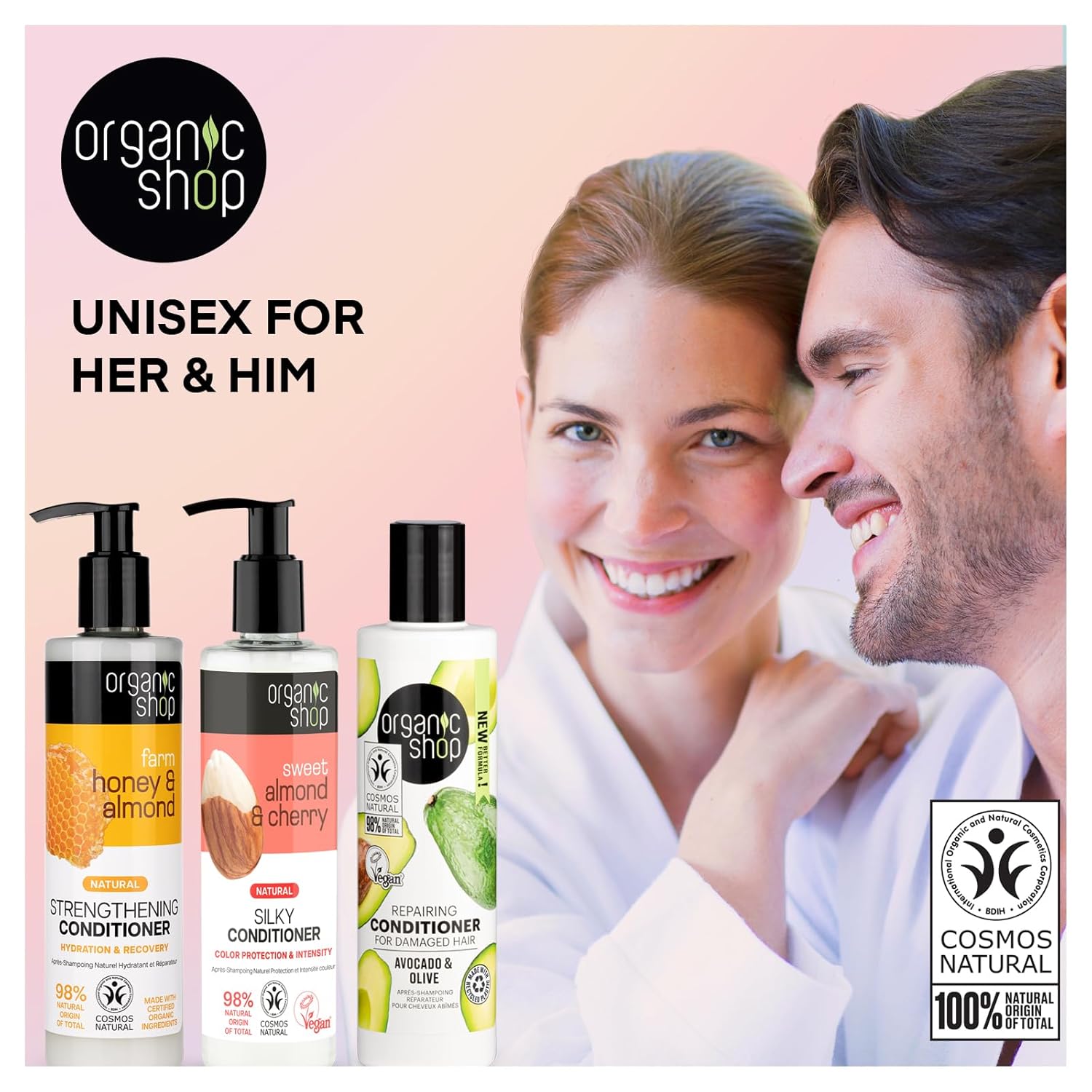 Organic Shop Honey & Almond Strengthening Conditioner, Hydrate Moisturizing Restorer, Softens and Deeply Hydrates Dry Damaged Hair, Paraben-Free, Sulfate-Free Surfactants. 100% Vegan - Organic - Image 6