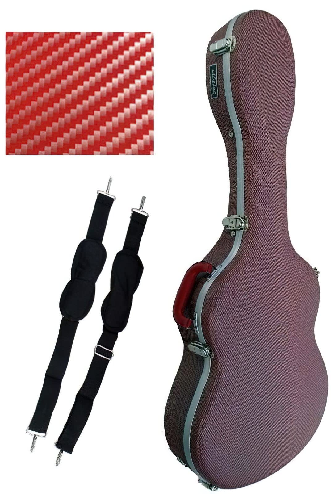 Cibeles, ABS-Koffer für klassische Gitarren Rot kleine Karos