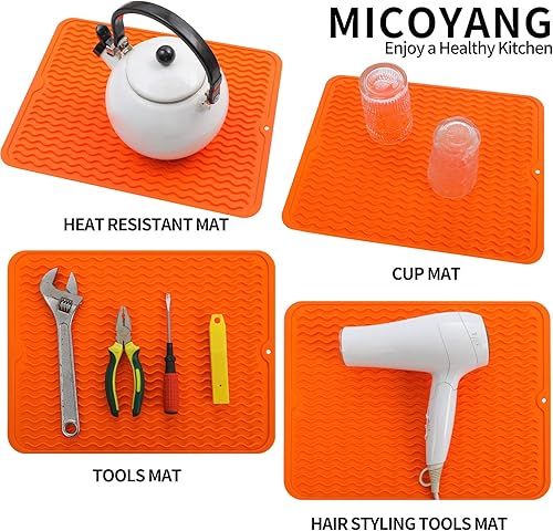 Miniatura 983 de Tapete de silicona para secado de platos para múltiples usos, fácil de limpiar, ecológico, resistente al calor, tapete de silicona para encimera
