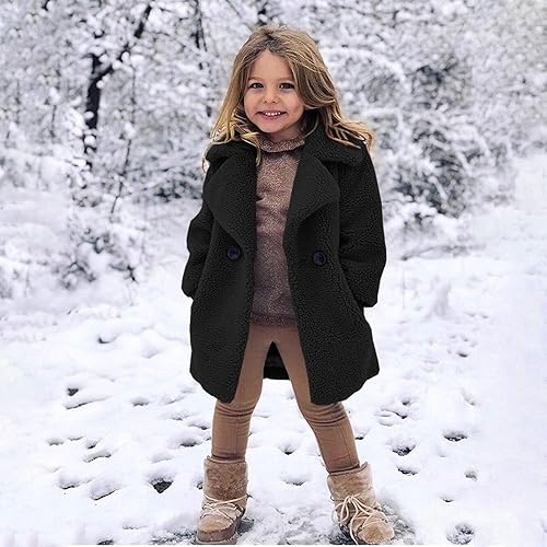 Miniatura 3 de TBUIALL Abrigos de invierno para niñas, forro polar grueso, abrigo cálido resistente al viento, ropa exterior para bebés, chaqueta acolchada para