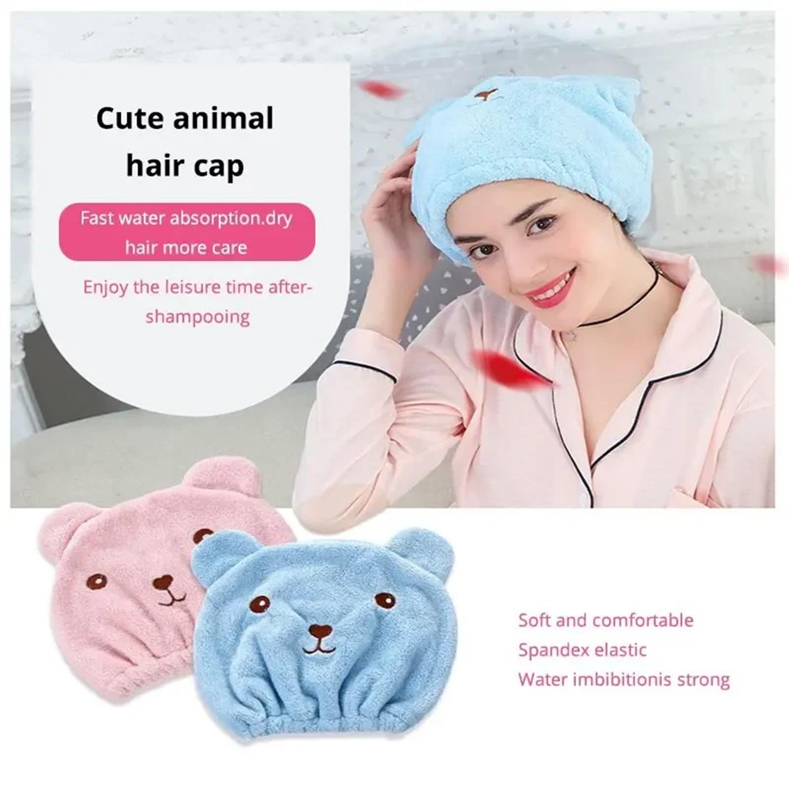 Toallas para Secar El Pelo Gorro de Secado for el Pelo Osito, Toalla Microfibra rápido, Gorro Ducha for Cabello, Toallas envueltas, baño, Accesorios(2IN1,20PCS)