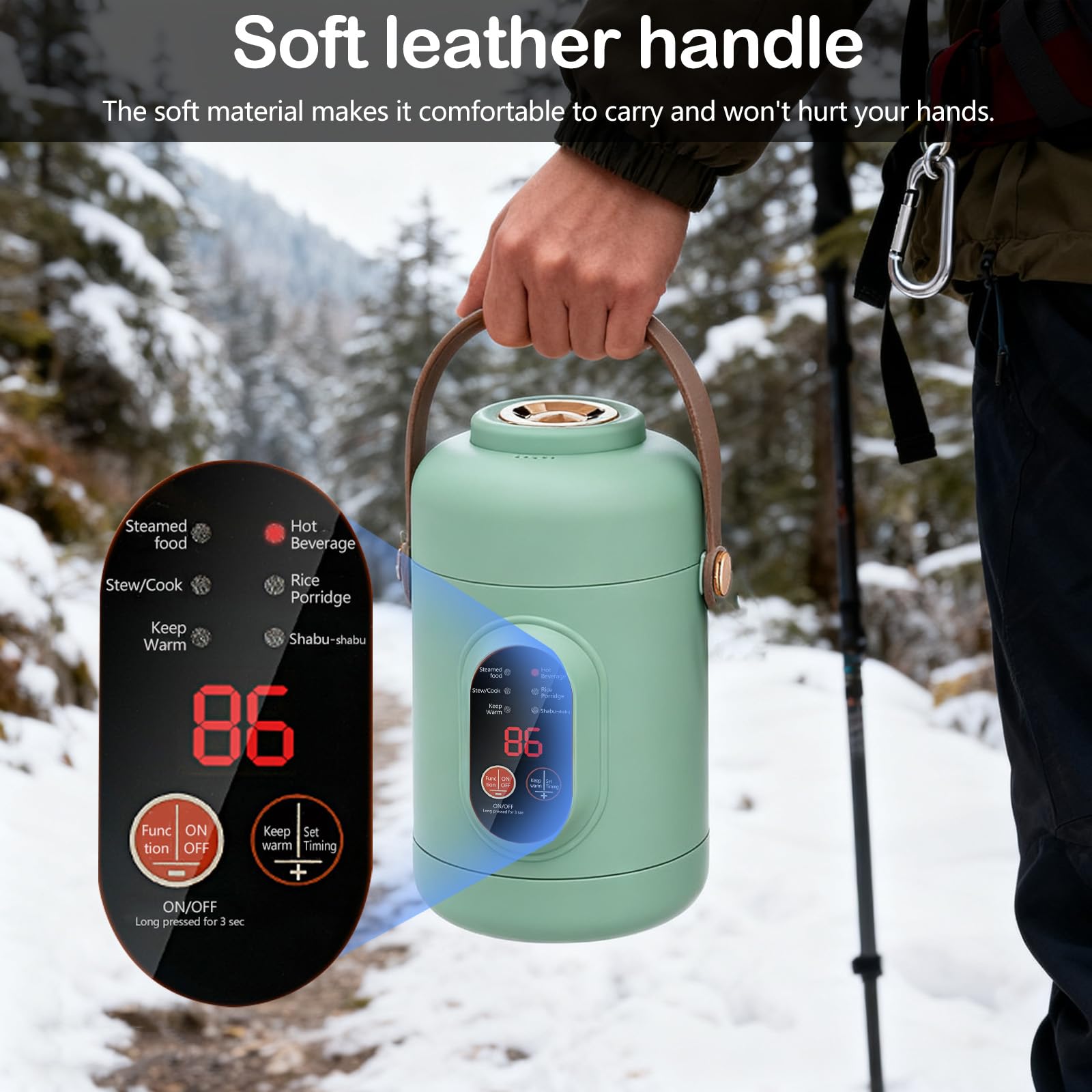 Elektrischer Hot Pot, Tragbarer Elektrischer Topf 800ML Ramen-Kocher mit 6 Modi & Timer Reise-Kochtopf Nudel Kocher Aler Fauler Topf für die Zubereitung von Suppen, Reis, Tee, Brei