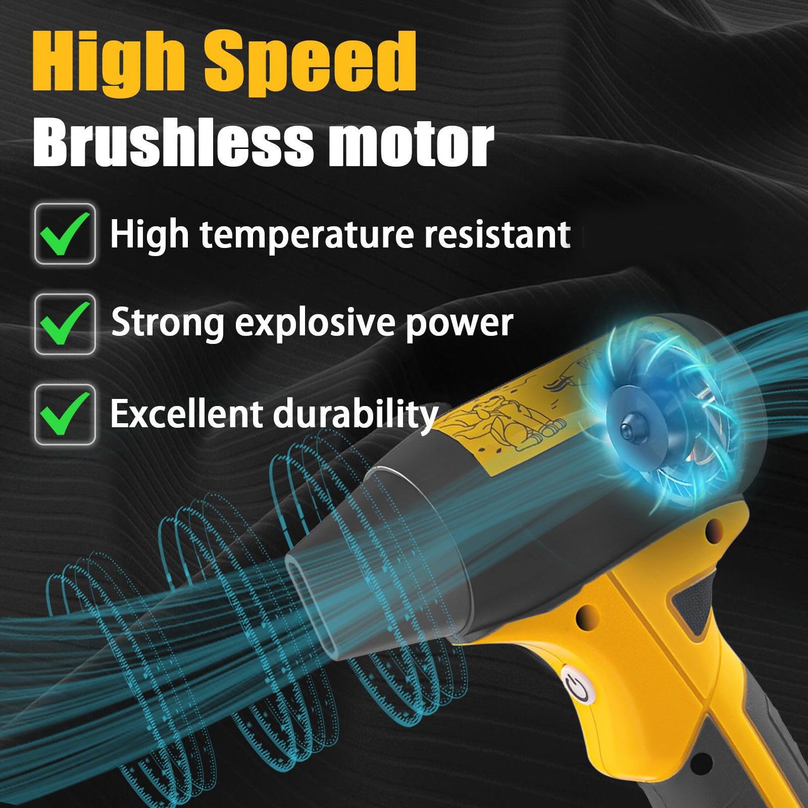 Soffiatore Compatto a Batteria per la Cura degli spazi, BS | Flusso d ' a velocità, motore brushless, cinturino da polso, batteria non inclusa