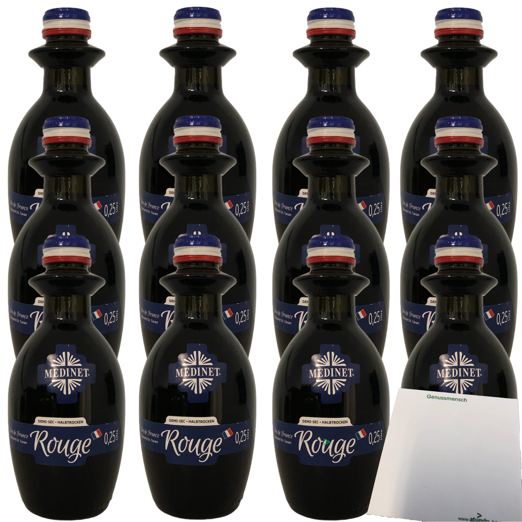 Medinet Rouge Rotwein halbtrocken rot vollmundig fruchtig 12%vol. 12er Pack (12x0,25 Liter Flasche) + usy Block