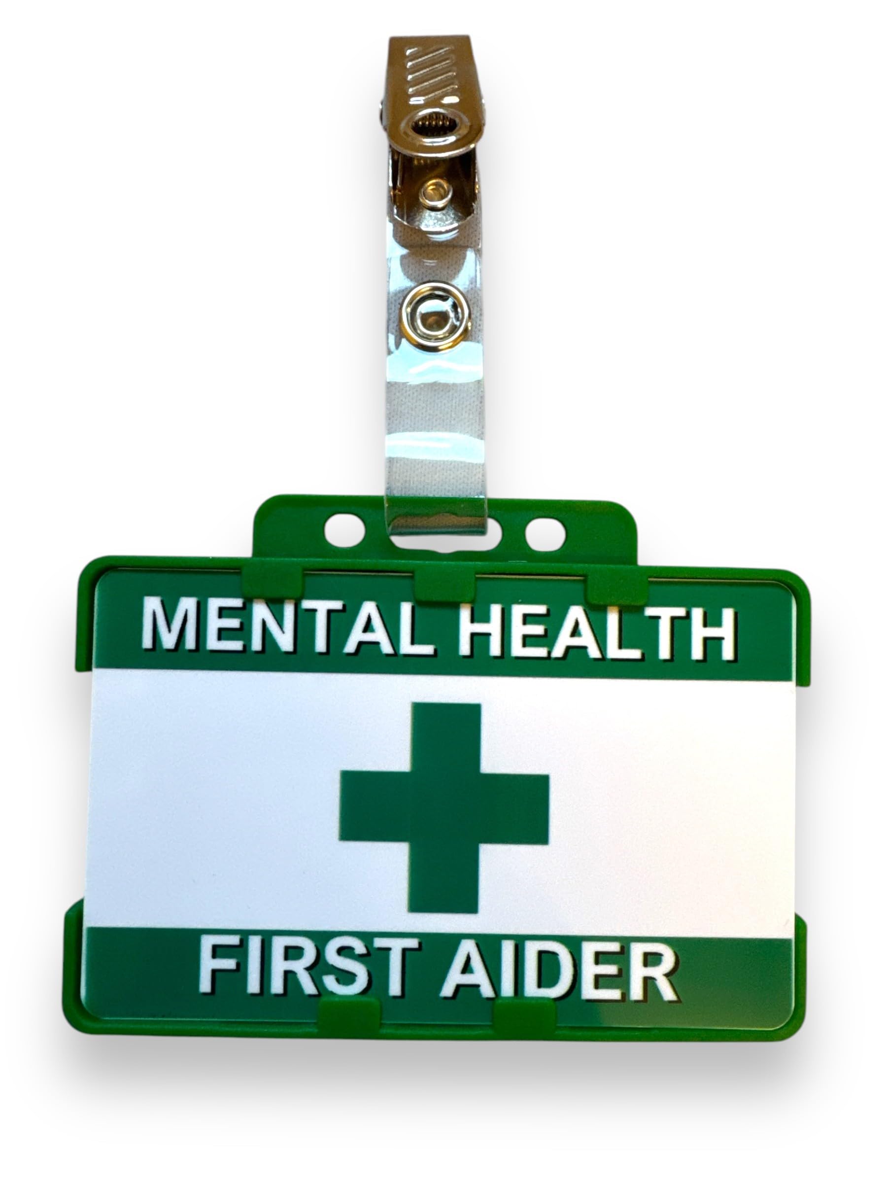 Mental Health First Aider ID Badge, Double Card Holder & Croc Clip (5)