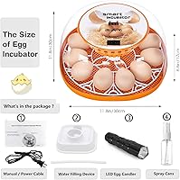 Vista 8 de Incubadora de 12 huevos con giro automático de huevos y control de temperatura, adición automática de agua, vela LED de huevos, incubadoras