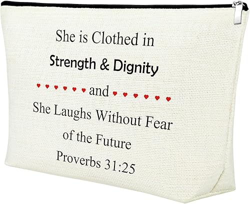 Mxrymvu Regalos cristianos para mujer bolsa de maquillaje, Josué 19