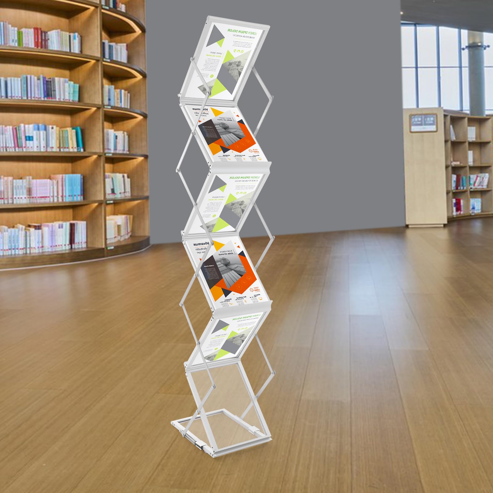 Faltbare prospektstände, A4 Zeitschriftenständer Displays Prospekthalter Büroregale Literaturständer für Messen, Büros, Empfangsbereiche, Firmenstände 40,5x10,5x150cm