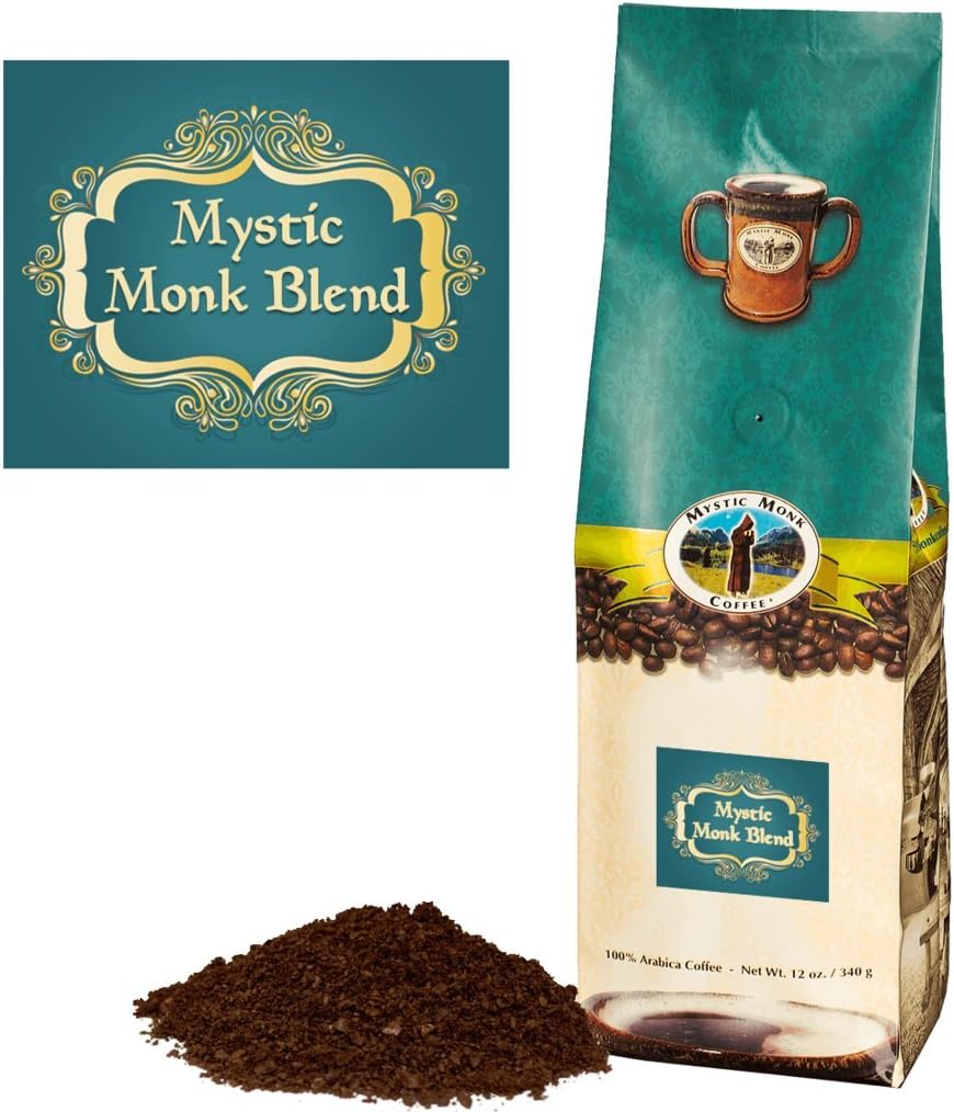 Mystic Monk Blend (Dark Roast Ground Coffee 100% Arabica) - 12 ounce bag