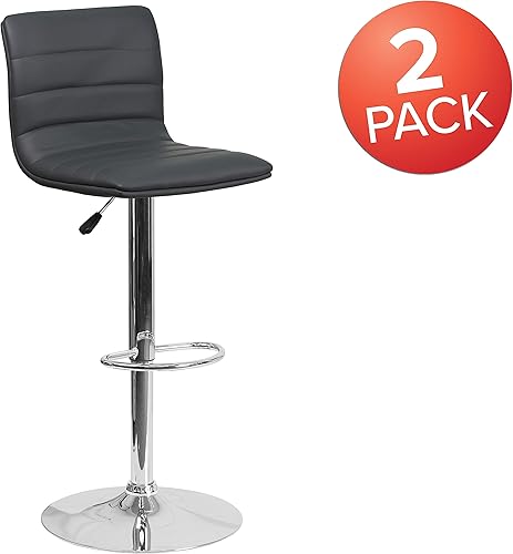 Miniatura 53 de Flash Funiture silla de bar ajustable con base cromada, Vinilo, Negro Negro -,Blanco,Marrón,Borgoña,Verde,Gris,Naranja,Púrpura,Rojo