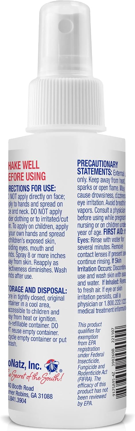 No Natz and No Mosquitoz Botanical Bug Repellent, Effective for Gnat, Mosquito, and Biting Flies, Hand-Crafted and DEET-Free, Non-Greasy Formula, 4 Ounce Spray Bottle, 2-Pack