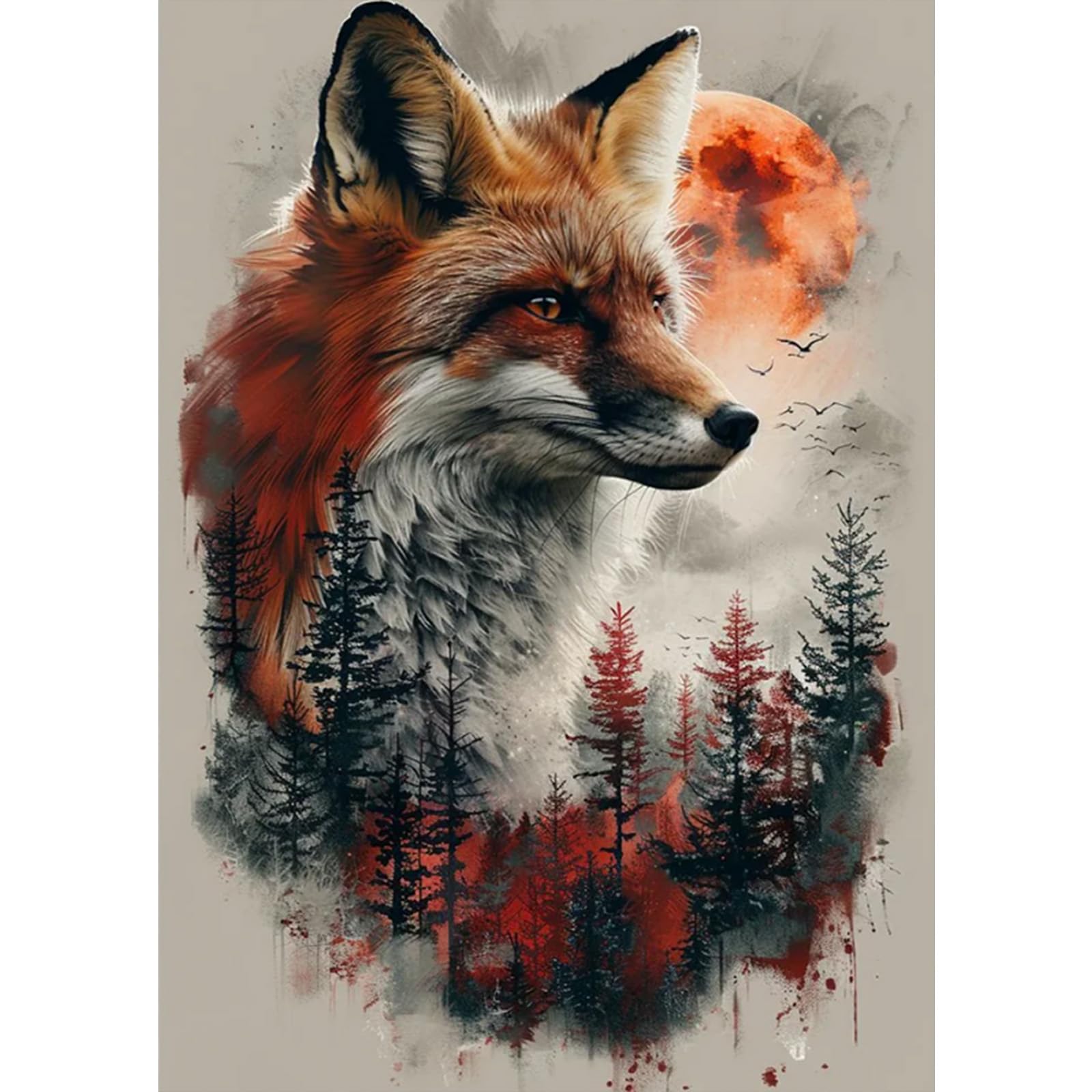 NAIMOER Animals Fox Diamond Painting Kits for Adults, Full Drill 5D Diamond Art Kits Moon Diamond Dots DIY Pictures for Gifts Home Wall Decor 30x40cm โ image 1