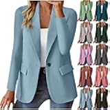 Blazers for Women 2025 Fall Cardigan Lapel Button Down Solid Suit Jacket with Lined Office Work Clothes
