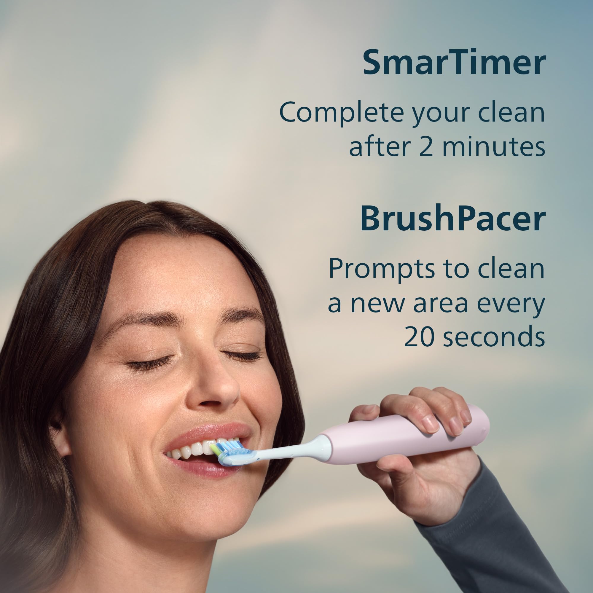 Philips Sonicare Cepillo de dientes eléctrico serie 5950 con sensor de presión, SmarTimer, BrushPacer, 6 ajustes de cepillado, 21 días de duración, maletín de viaje, rosa pálido, HX7132/03